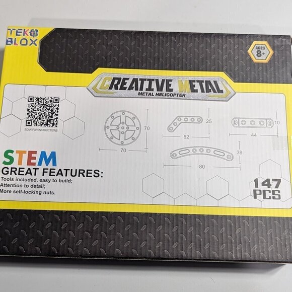 NEW IN BOX Tek B Blox Creative Metal-  Metal Helicopter 147 Pcs AGES 8 &UP STEAM - Picture 4 of 4